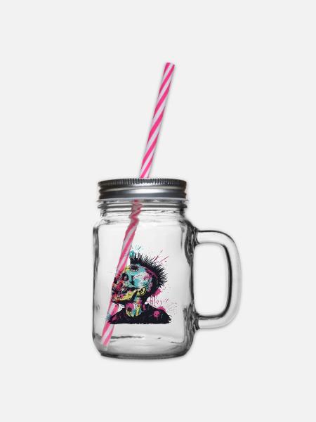 Horror Punk Zombie Mohawk - Henkelglas mit Schraubdeckel - Klar