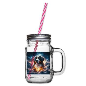 Bernese mountain dog - Glass jar with handle and screw cap - clear - Right