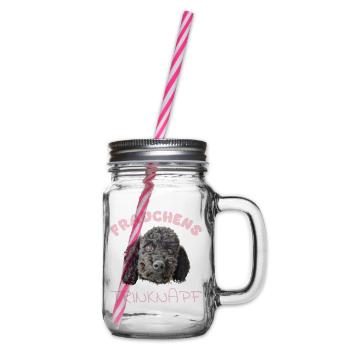 Frauchens Trinknapf mit schwarzem Pudel pink - Henkelglas mit Schraubdeckel - Klar - Rechts