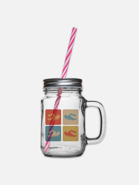 Schwimmen Design - Henkelglas mit Schraubdeckel - Klar