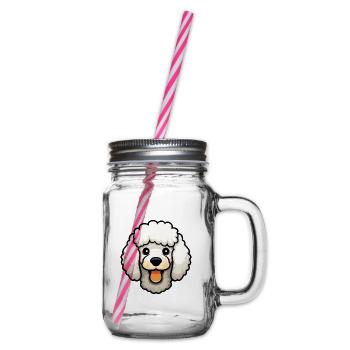 Pudel, Hund, Rasse, Aquarell, Cartoon, Kawaii, Clipart - Henkelglas mit Schraubdeckel - Klar - Rechts