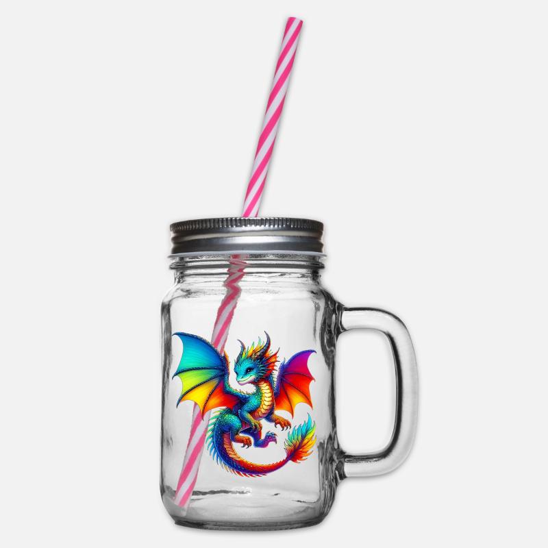 Drache - Henkelglas mit Schraubdeckel - Klar