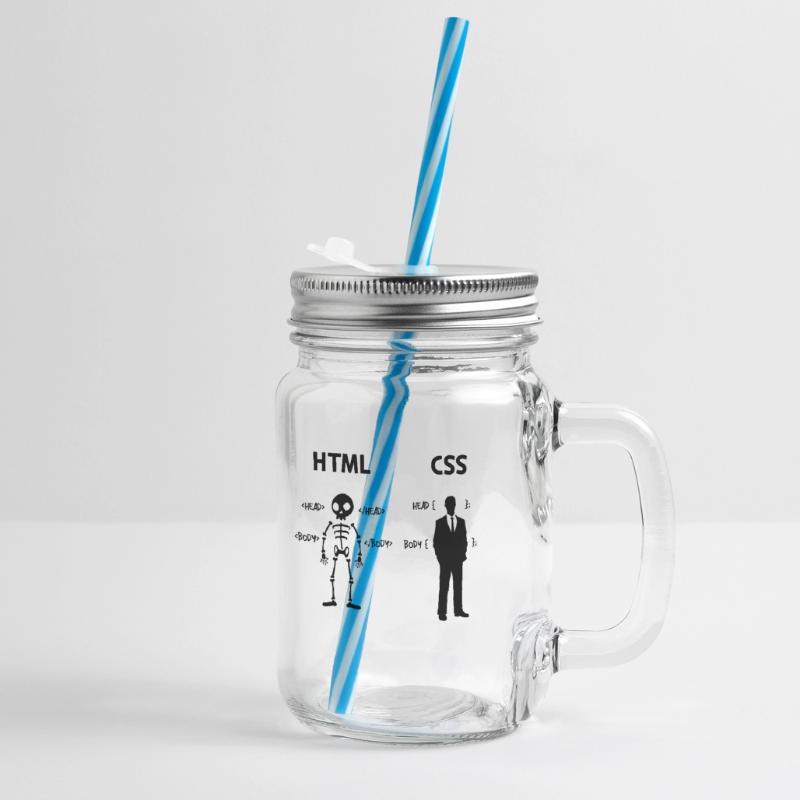 Developer Programmer Coden Css Scripting Code Glass jar with handle and screw cap