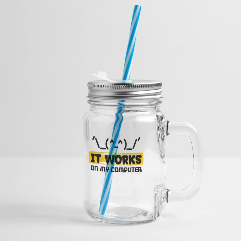 Coden Scripting Computer Geek Developer Statement Glass jar with handle and screw cap