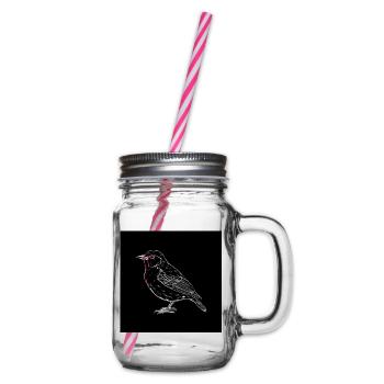 Vogel, schwarz-weiß - Henkelglas mit Schraubdeckel - Klar - Rechts