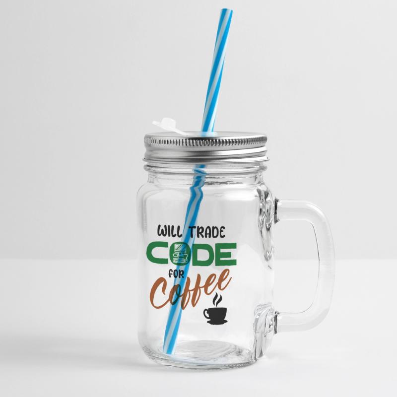 Code Statement Developer Computerfreak Informatik Glass jar with handle and screw cap