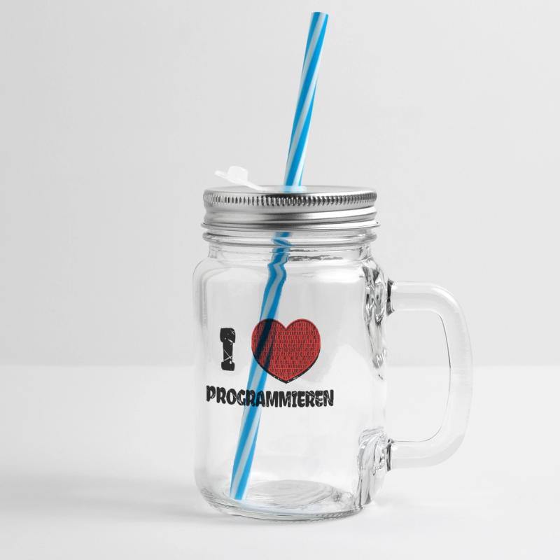 Developer Heart Web Developer Statement Computer Glass jar with handle and screw cap