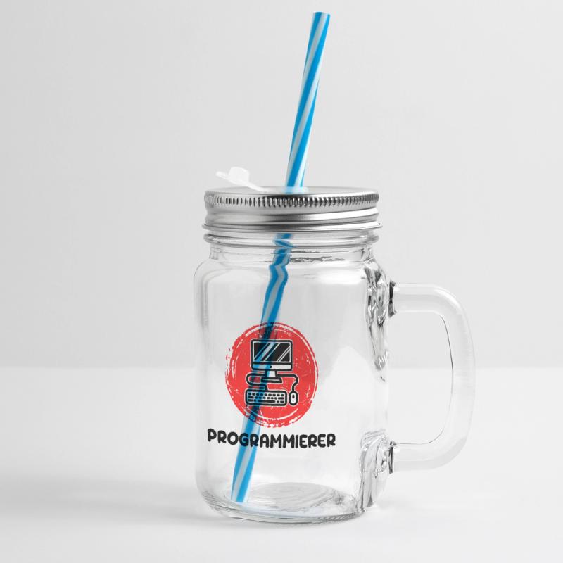 Developer, Programmer, Coden, Computer Science Glass jar with handle and screw cap