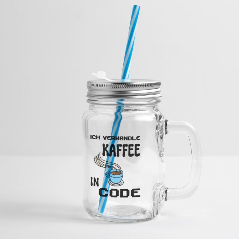 Coden Computerfreak Developer Statement Nerd Glass jar with handle and screw cap