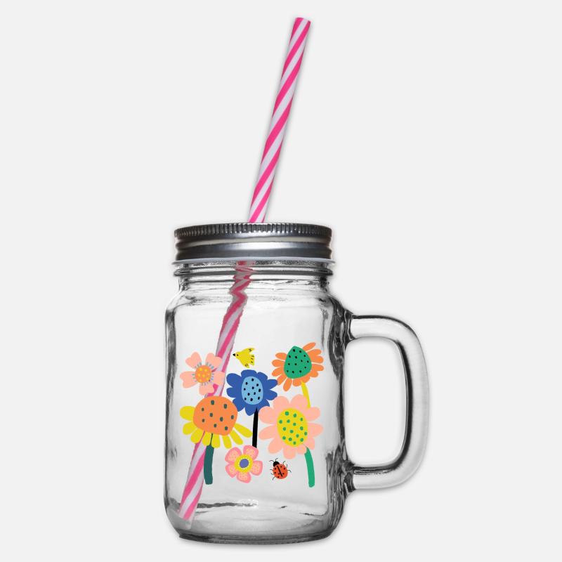 Jardin De Fleurs Colorées - Bocal à boisson - transparent