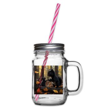 Mother Squirrel and her baby Canada - Glass jar with handle and screw cap - clear - Right