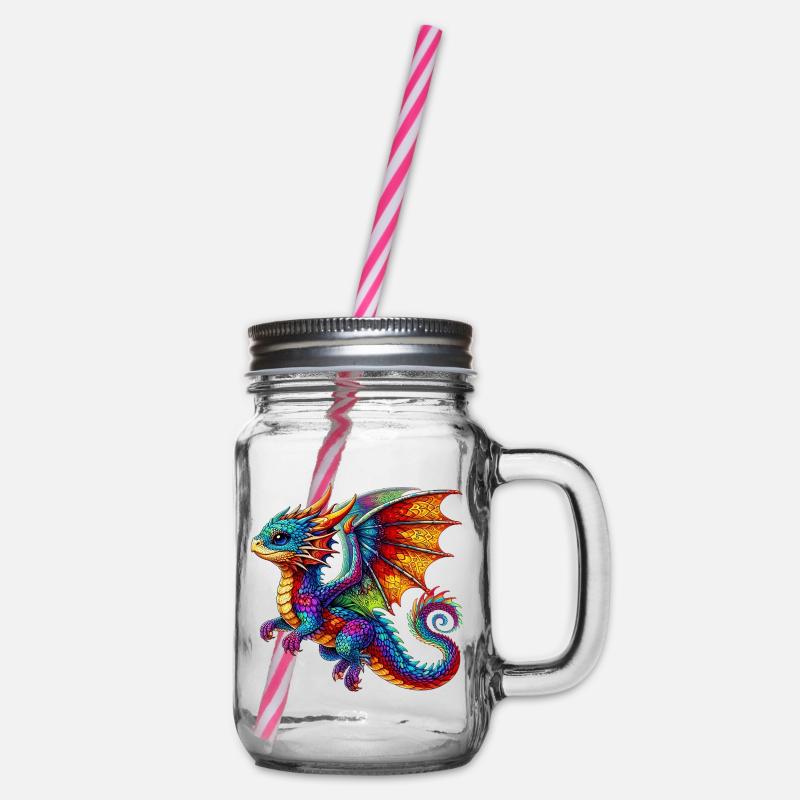 Drache - Henkelglas mit Schraubdeckel - Klar