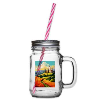 Tuscany Italy Vintage Travel Poster WPA Souvenir - Glass jar with handle and screw cap - clear - Right
