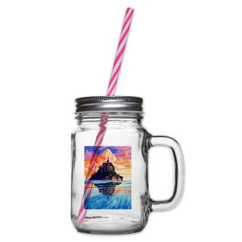 Mont Saint Michel France Vintage Travel Poster WPA - Glass jar with handle and screw cap - clear - Right