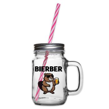 Bierber Biber Bier trinken Sommer Party feiern - Henkelglas mit Schraubdeckel - Klar - Rechts