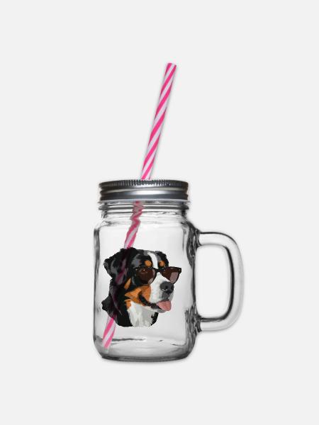 Grosser Schweizer Sennenhund - Henkelglas mit Schraubdeckel - Klar