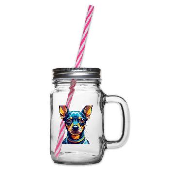 Miniature Pinscher Chien Race Dessin Animé Kawaii - Bocal à boisson - transparent - Droite