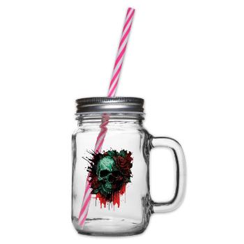 Flower Skull - Glass jar with handle and screw cap - clear - Right