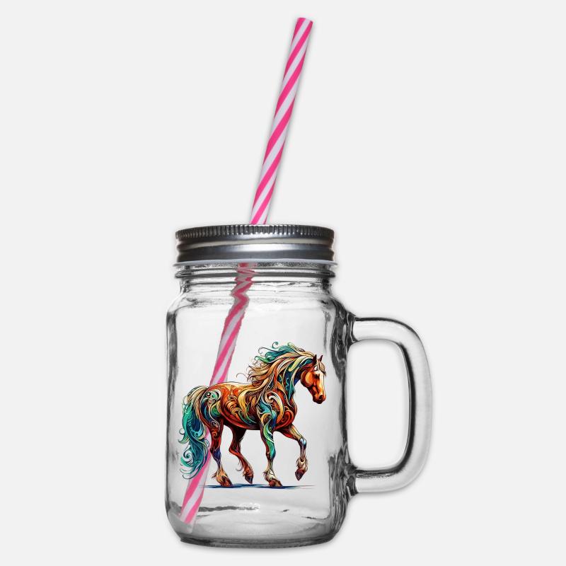Pferd - Henkelglas mit Schraubdeckel - Klar