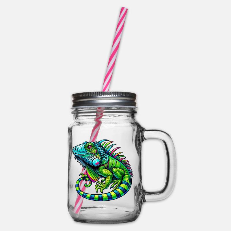 Leguan - Henkelglas mit Schraubdeckel - Klar