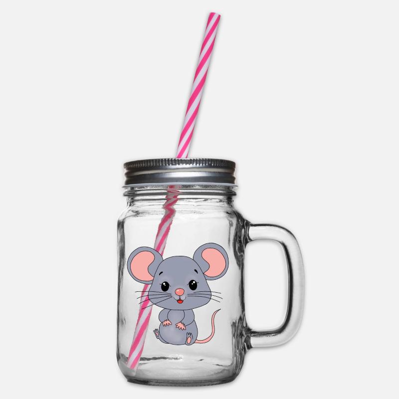 Maus Mäuse - Henkelglas mit Schraubdeckel - Klar