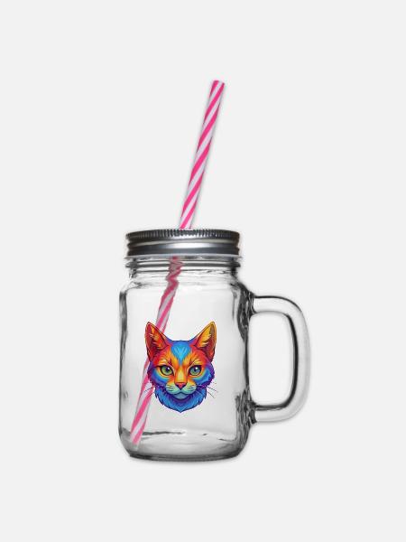 Europäische Kurzhaarkatze Rasse Cartoon Kawaii Tier - Henkelglas mit Schraubdeckel - Klar