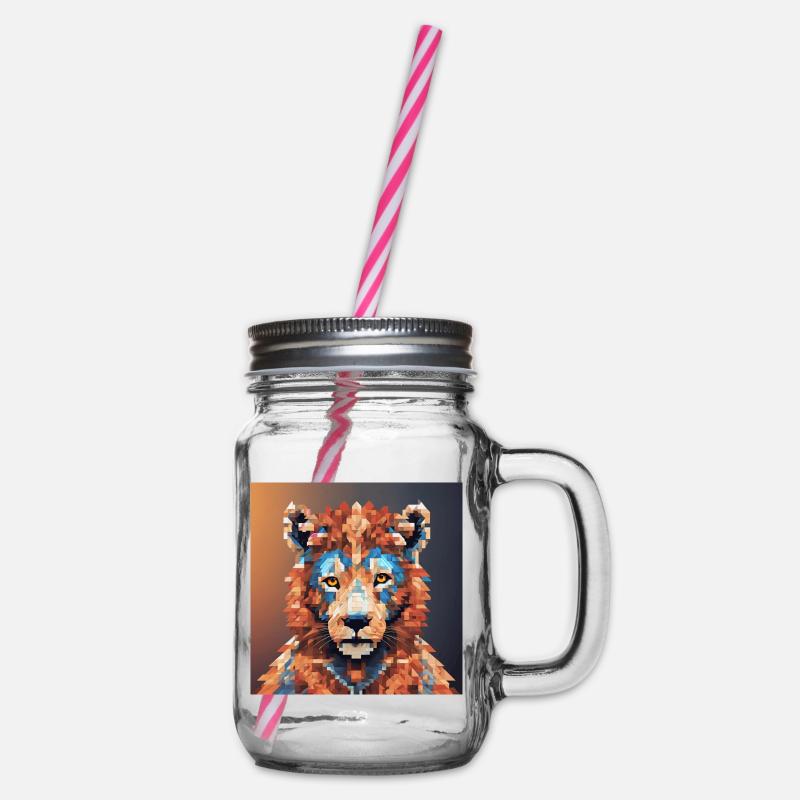 Pixel Bär - Henkelglas mit Schraubdeckel - Klar