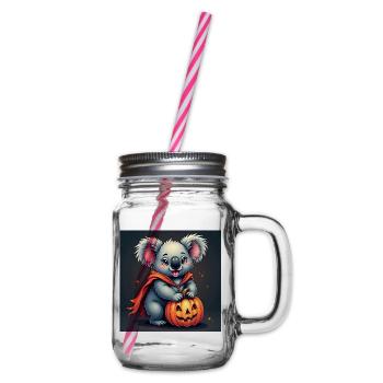 A chibi koala for Halloween - Glass jar with handle and screw cap - clear - Right