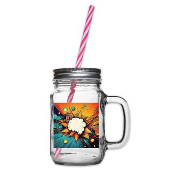 Vibrant Abstract Explosive Cloud Design - Glass jar with handle and screw cap - clear - Right