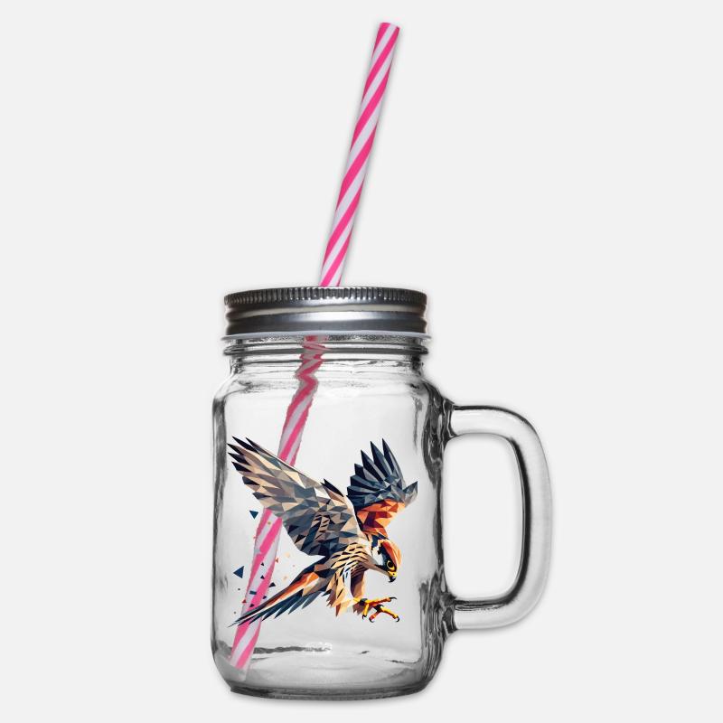 Falke Greifvogel Polygon Stil - Henkelglas mit Schraubdeckel - Klar