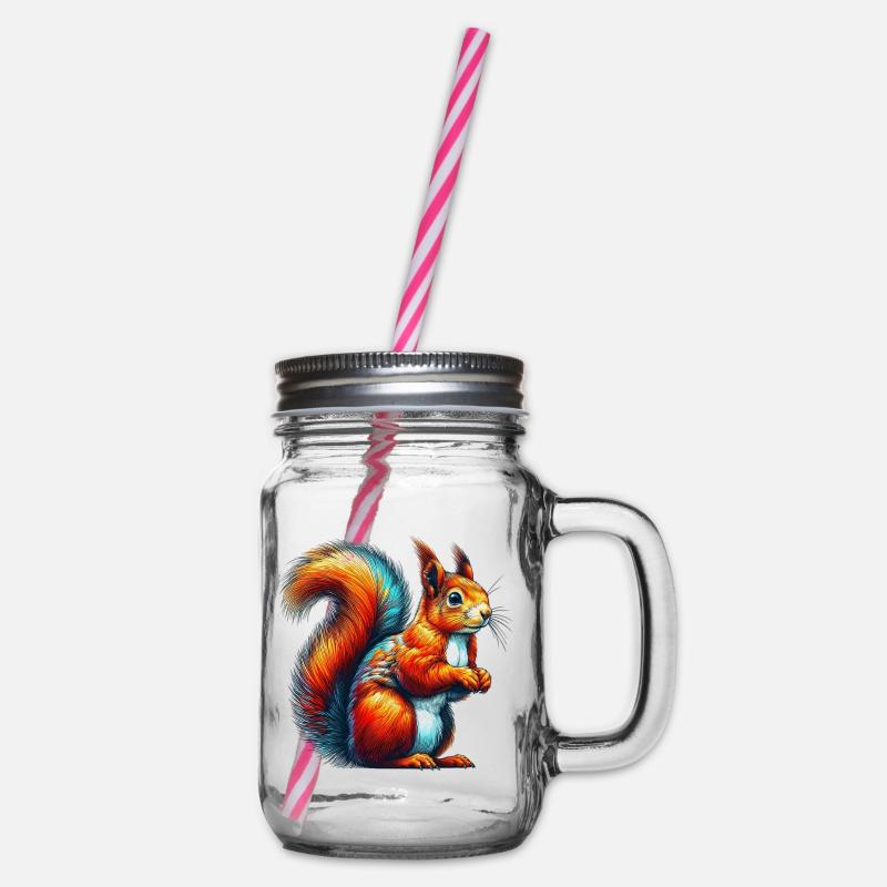 Eichhörnchen - Henkelglas mit Schraubdeckel - Klar