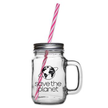 Save the Planet Erde Umweltaktivisten - Henkelglas mit Schraubdeckel - Klar - Rechts