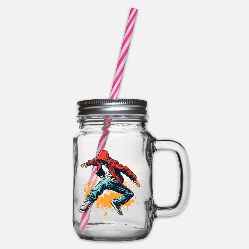 Breakdancer Grafik - Henkelglas mit Schraubdeckel - Klar