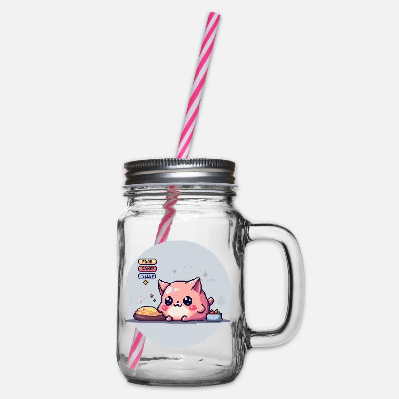 Pixel Pet - Retro Gaming - Henkelglas mit Schraubdeckel - Klar