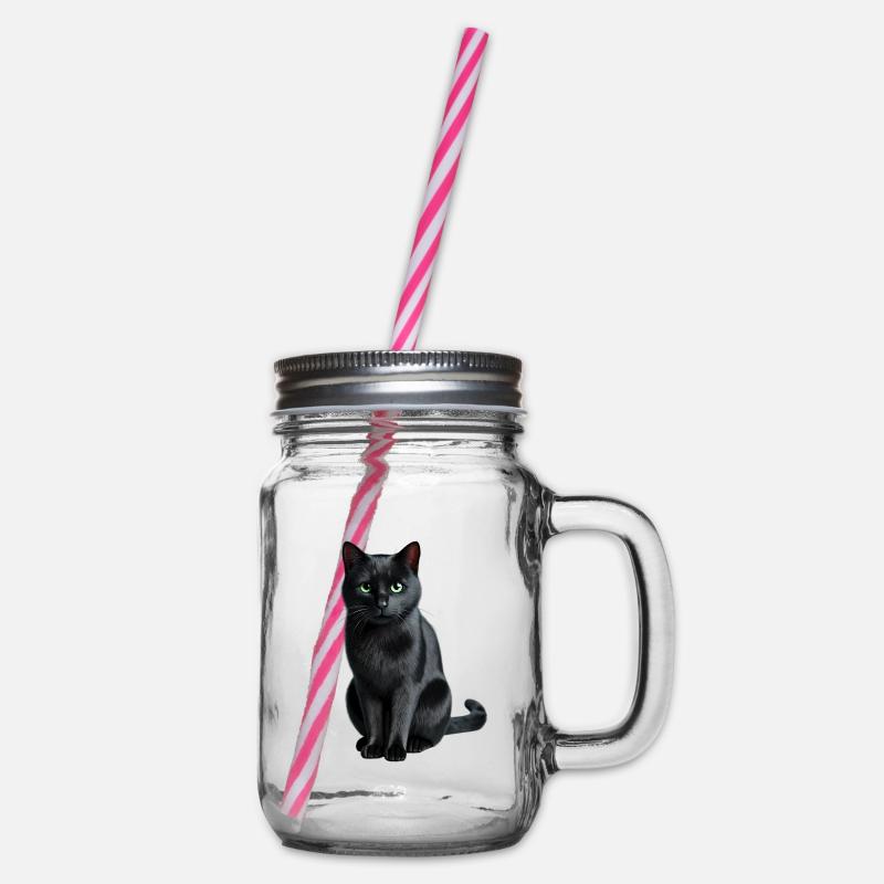 Chat noir - Bocal à boisson - transparent