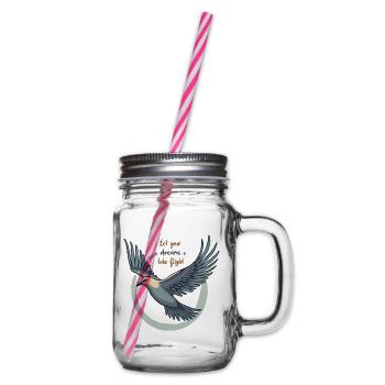 Let Your Dreams Take Flight Seagull Bird - Glass jar with handle and screw cap - clear - Right