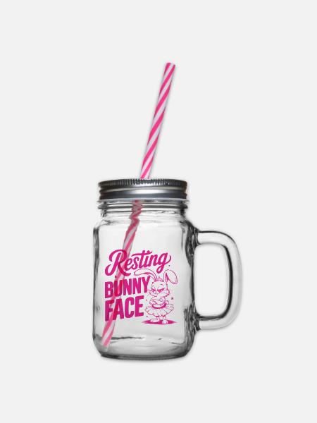 Resting Bunny Face - Henkelglas mit Schraubdeckel - Klar
