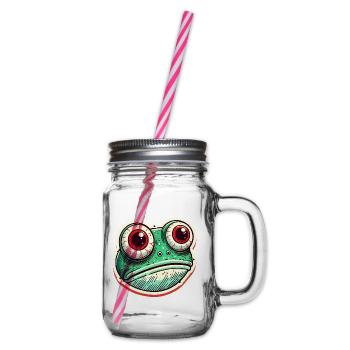 Lustige Frosch-Liebhaber-Vintage-Illustration - Henkelglas mit Schraubdeckel - Klar - Rechts