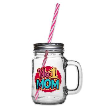 Nummer 1 Mama – Bunt & Liebevoll Muttertag - Henkelglas mit Schraubdeckel - Klar - Rechts