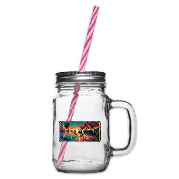Cebu City – Tropical Retro Sign - Glass jar with handle and screw cap - clear - Right