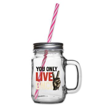 You only live vintage once - Glass jar with handle and screw cap - clear - Right