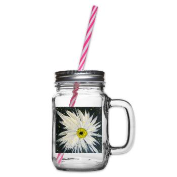 Edelweiss-black-white design - Glass jar with handle and screw cap - clear - Right