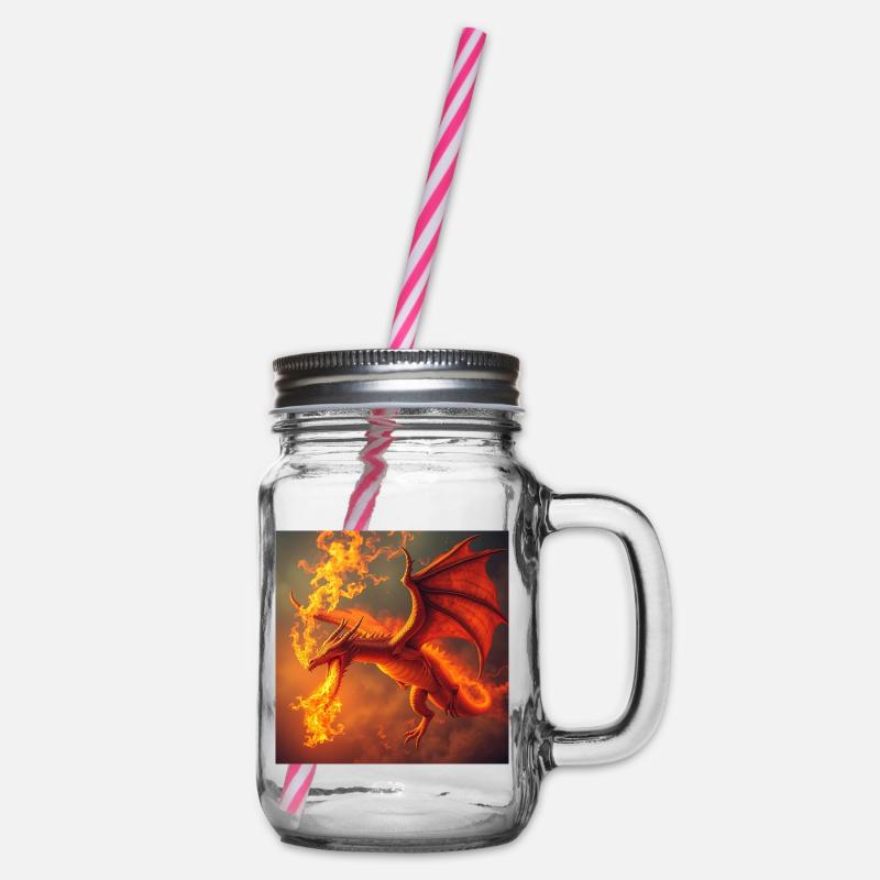 Dragon de Feu dans la Queue de Feu - Bocal à boisson - transparent