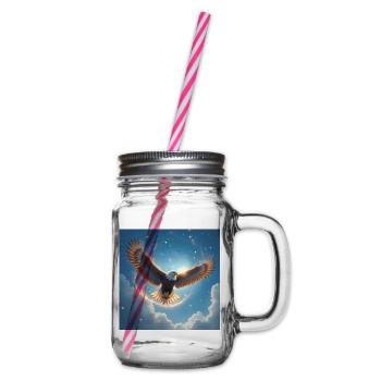 Krafttier Adler am Himmel - Henkelglas mit Schraubdeckel - Klar - Rechts