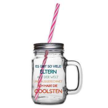 Eltern-Fan-Shirt Kinderedition - Henkelglas mit Schraubdeckel - Klar - Rechts