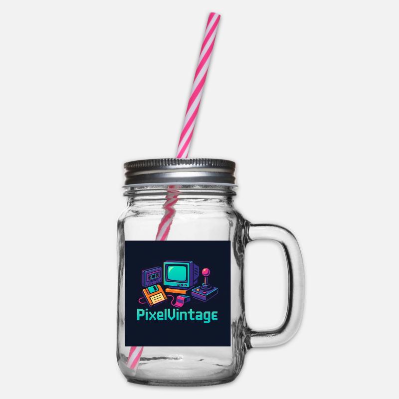 Ordinateur rétro et console Pixel - Bocal à boisson - transparent