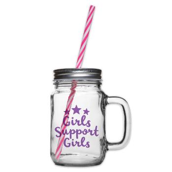 Girls Support Girls Statement Freundschaft - Henkelglas mit Schraubdeckel - Klar - Rechts