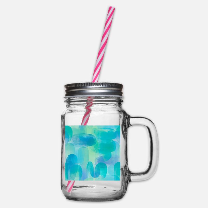 Aquarelles dans les tons bleus et verts - Bocal à boisson - transparent