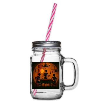 Halloween Skelett gruselig Geschenk - Henkelglas mit Schraubdeckel - Klar - Rechts
