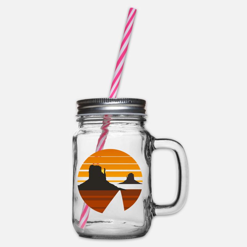 Coucher de soleil dans le désert Silhouette Design - Bocal à boisson - transparent